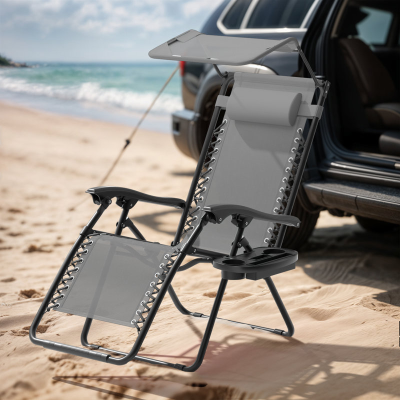 Appui-tête inclinable réglable avec capacité de 330 lb pour le patio extérieur ou la plage, Gris