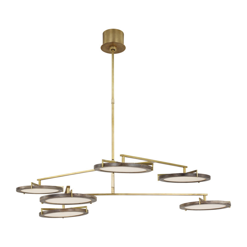 Shuffle 6 - Light LED Chandelier, Natural Brass