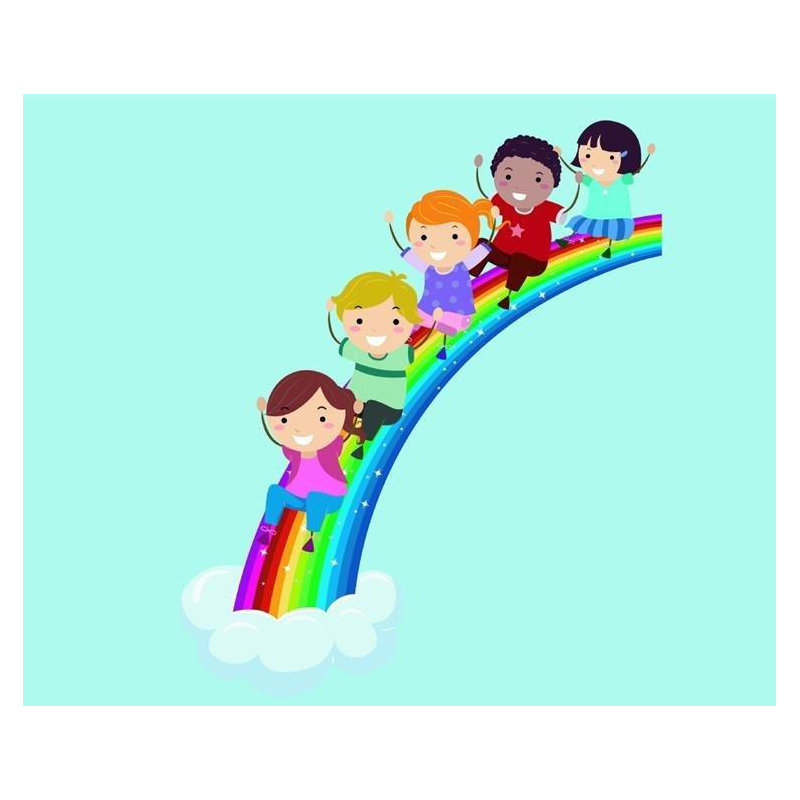 Décalcomanie murale arc-en-ciel à coulisses enfants