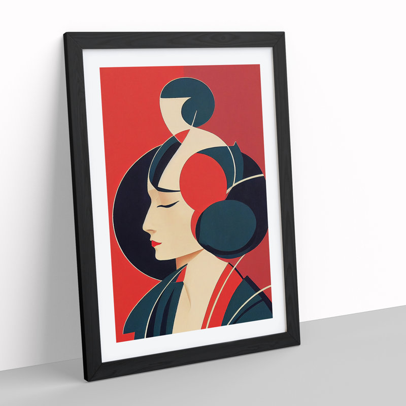 XV1022-5300X Woman Deco No.5 - Single Picture Frame Print, 46cm H x 34cm W x 2cm D, Black
