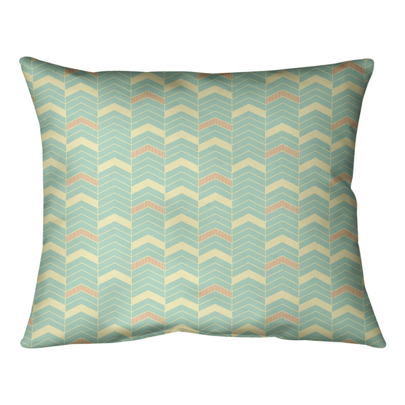 Coussin Rhonda, H 10 po x l 14 po, Vert / orange / jaune, Duvet / Plumes