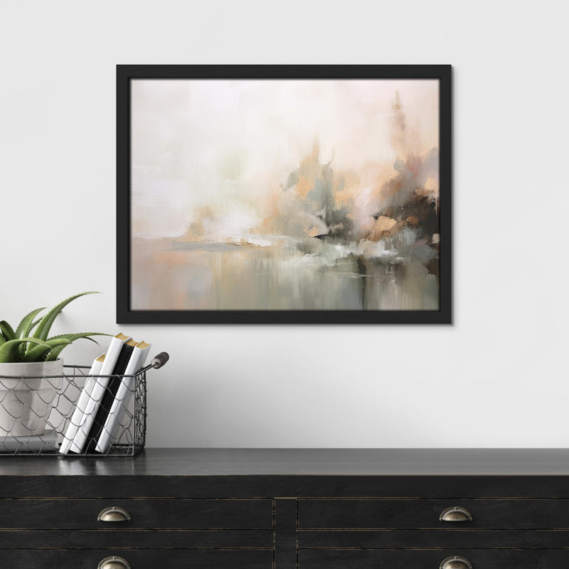 «Abstract Landscape Textured Earthy Tones» sur papier, H 11 po x l 14 po, Noir