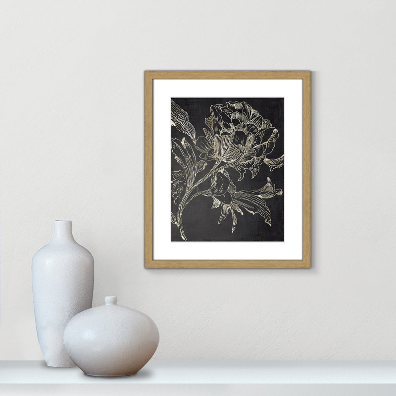 Clarendon Golden Flower Folklore I by Asia Jensen - Picture Frame Graphic Art Print, Brown Framed, 19" H x 16" W