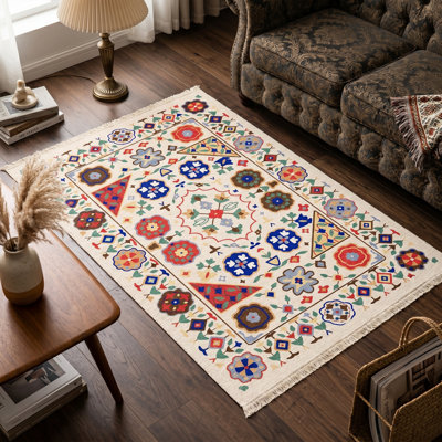 Mexican Fiesta Floral Geometric Area Rug