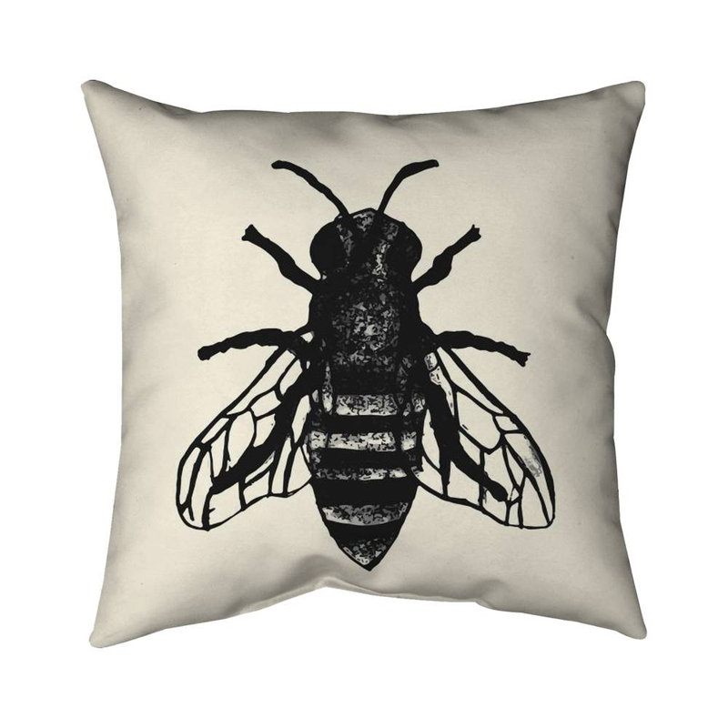 Bee - 18"x18" Outdoors Throw pillow - Spun poly - Print on demand, 18"H x 18"W