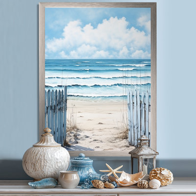 «Aviston Coastal Minimalisme Beach Fence II», reproductions encadrées