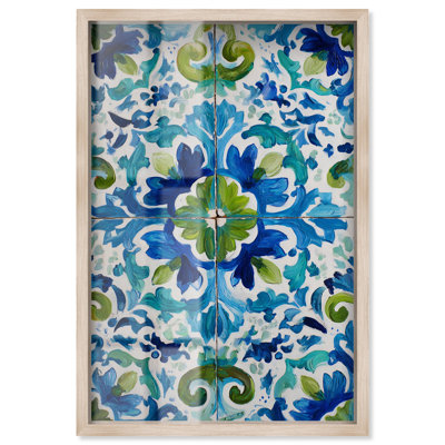 Art mural bord de mer Lime Flourish Shadowbox par Art Remedy, cadre blond, 31 x 46