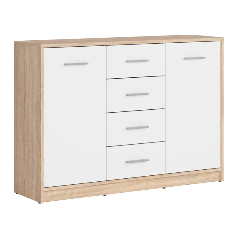 4 - Drawer Rectangle Accent Chest, Oak Sonoma/White