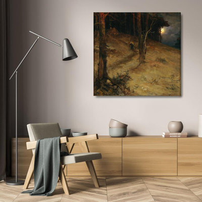 «A Moonlit Night in the Forest» par Julius Sergius Klever - Art mural sur toile tendue avec châssis
