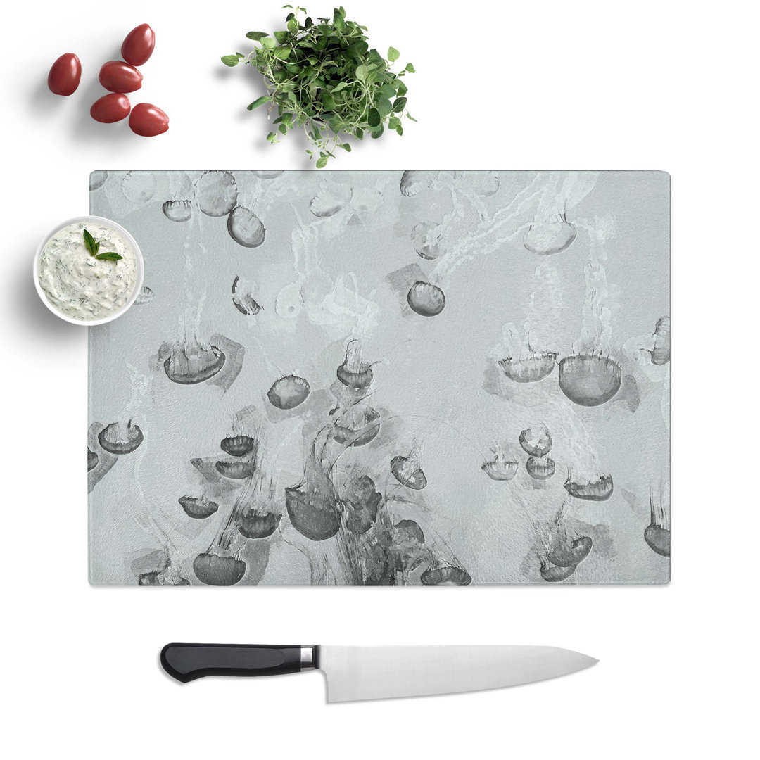 Tempered Glass Cluster of Jellyfish Chopping Board