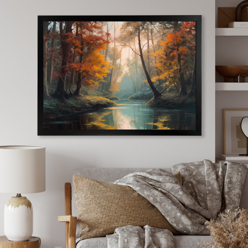 «Enchanting River and Forest II», reproduction sur toile, Cadre photo noir, H 12 po x l 20 po x P 1 po
