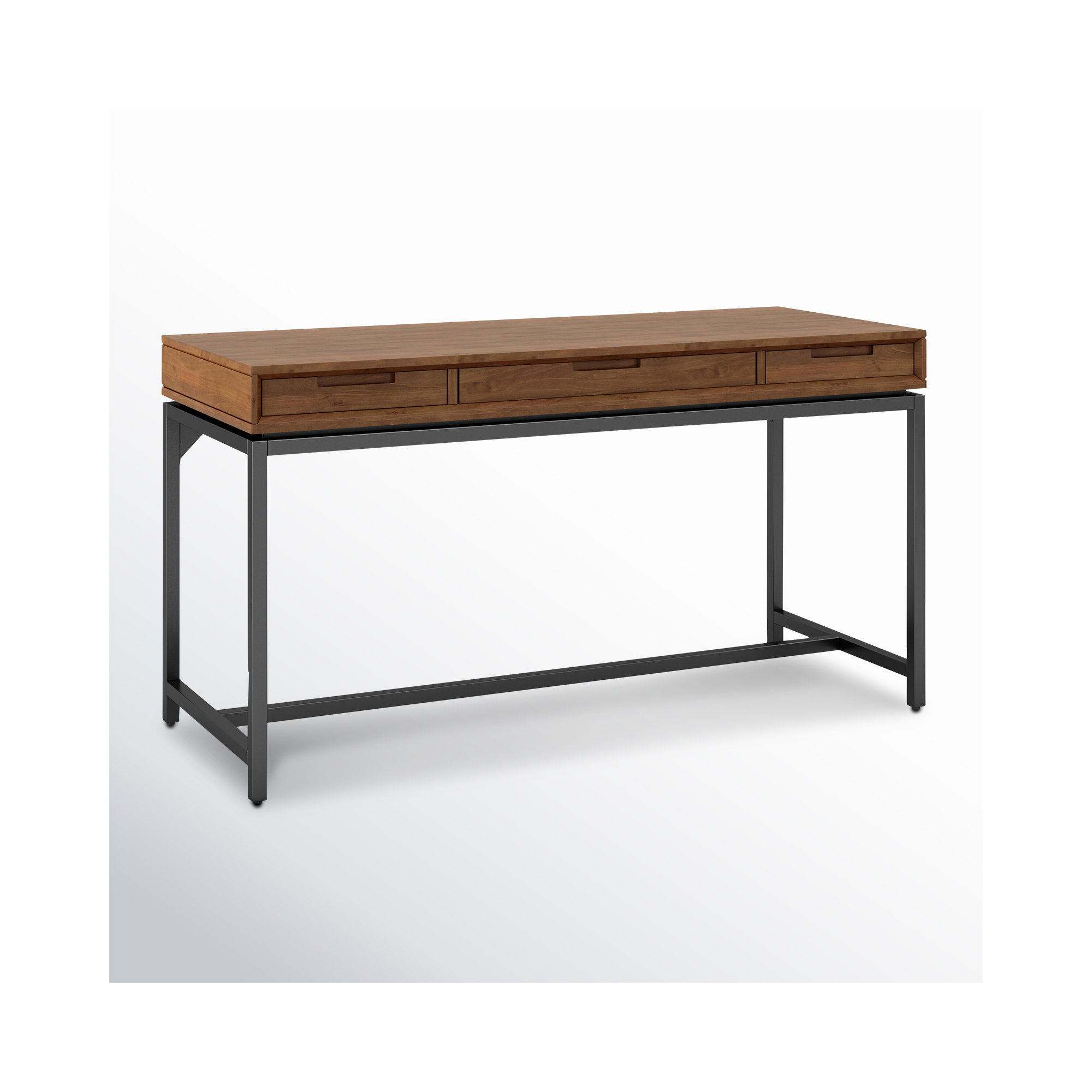 Lars Mid Century Desk, Medium Saddle Brown/Black, 31.50" H x 60" W x 24" D