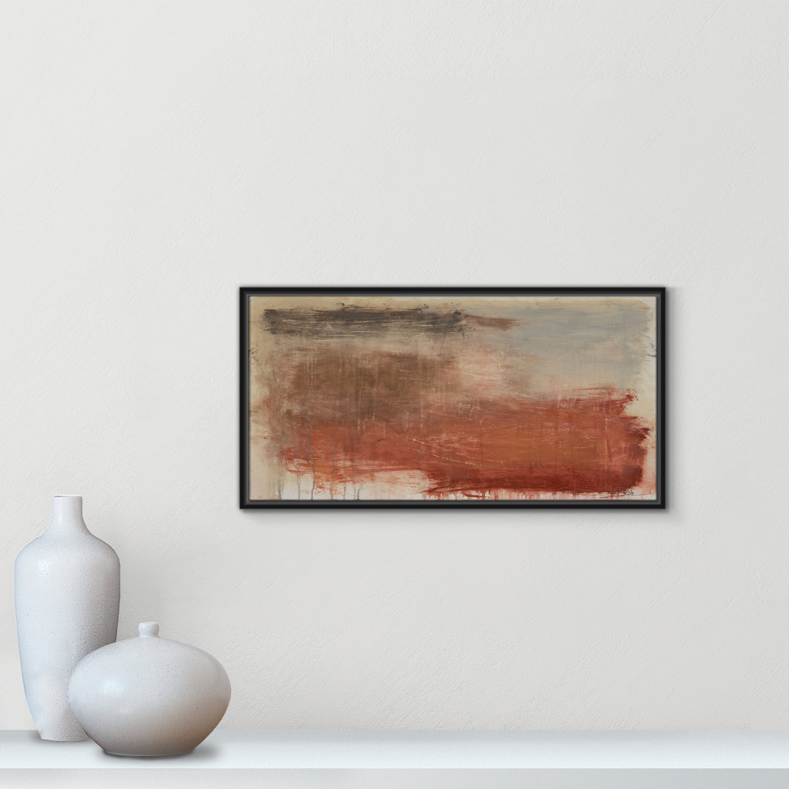 Autumn Over The Rivera Print by , 16.5" H x 31.5" W, Black