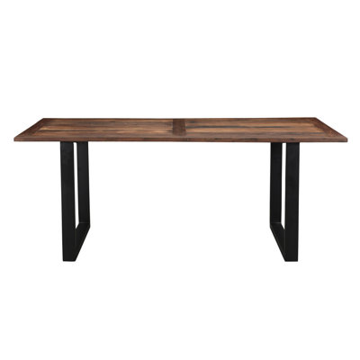 78" Dark Brown And Black Solid Wood Sled Base Dining Table