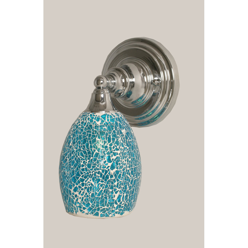 Wall Sconce With 5" Fusion Glass, Turquoise, Chrome