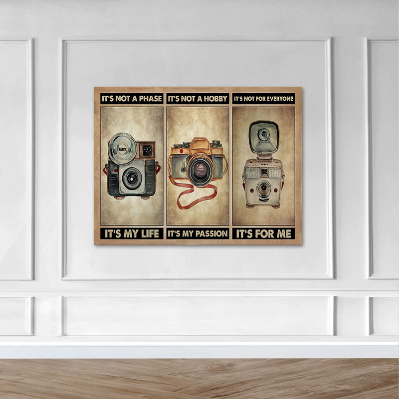 3 types de caméra, impression sur toile tendue, H 24 po x l 36 po x P 2 po