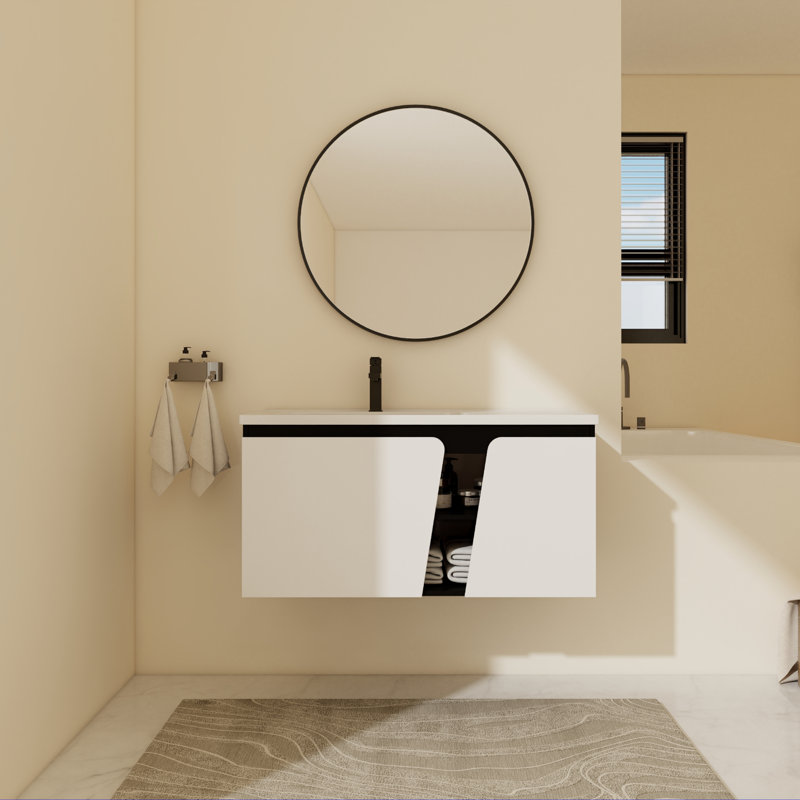 Ensemble de meuble-lavabo mural simple 40 po Kelvonte