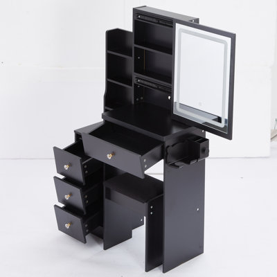 29.2" Small Size Vanity Table + Cushioned Stool