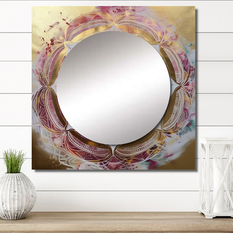 Samaria - Art mural miroir carré Boho Mandala pour salle de bain, 23 po x 23 po