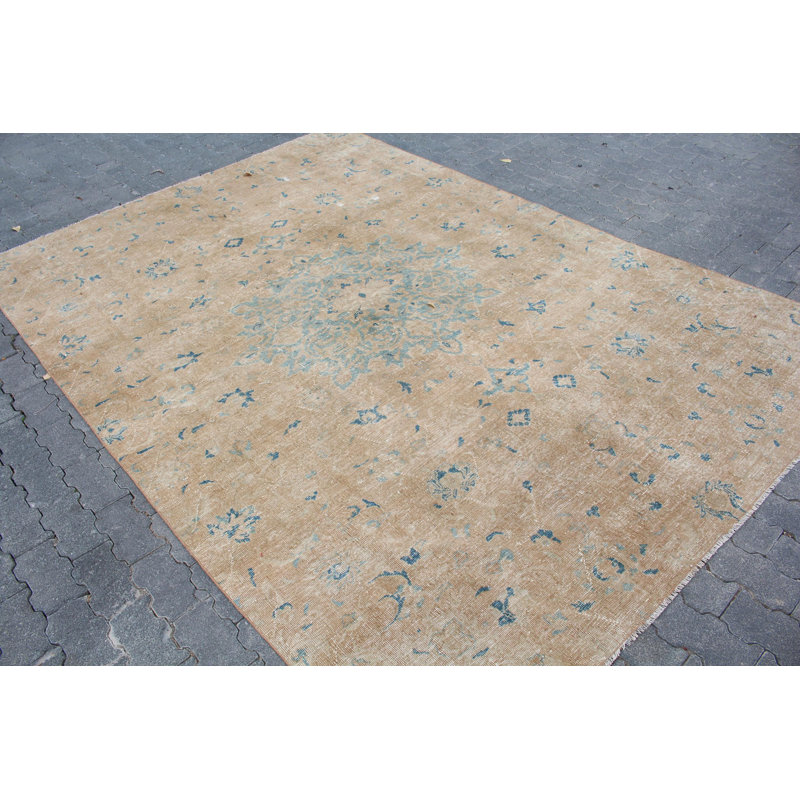 Tapis antique en laine Anatolian turque - Grand tapis brun de luxe rétro pour le salon