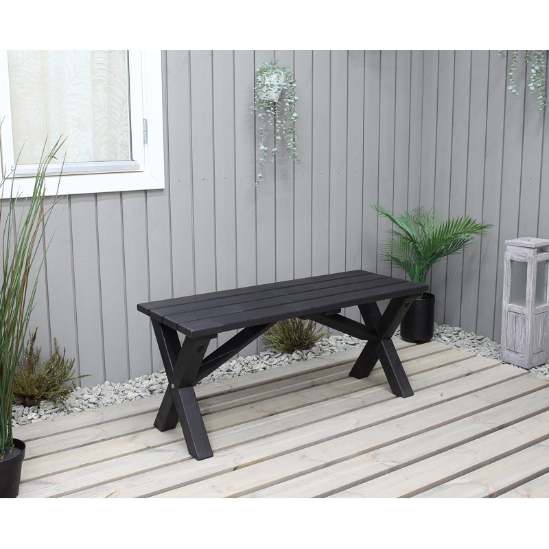 Gaynelle Solid Wood Pine Outdoor Bench, Dark Coffee