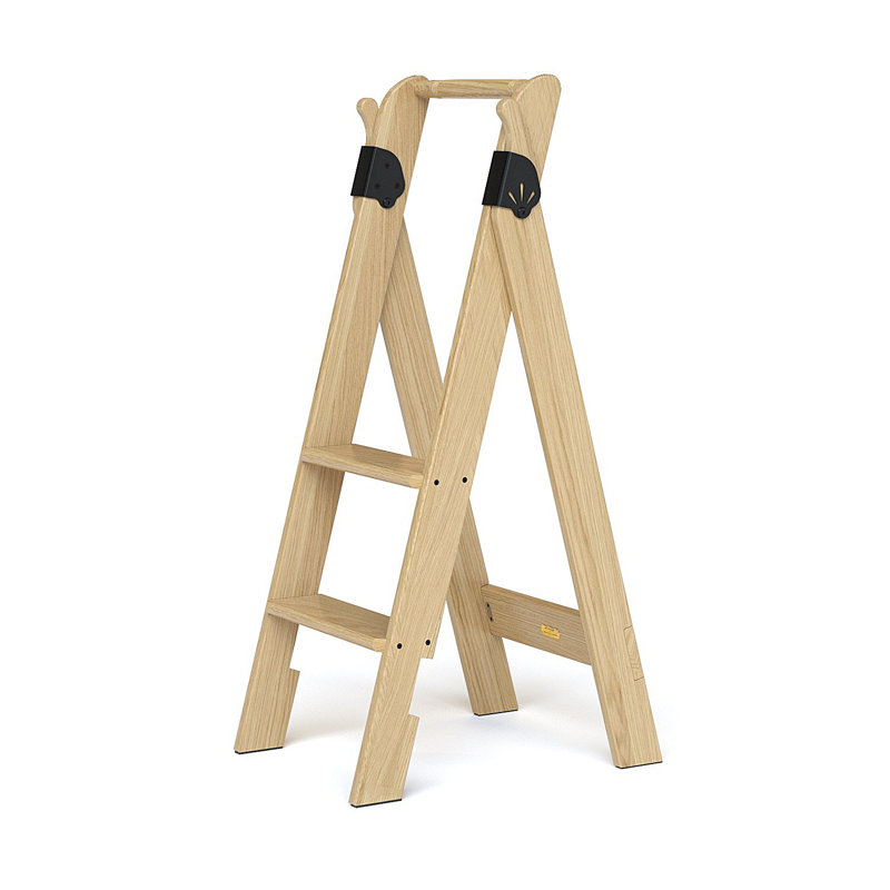 Escabeau en bois à 2 marches 43-1 / 2 "avec capacité de charge de 250 lb., Chêne blanc / noir