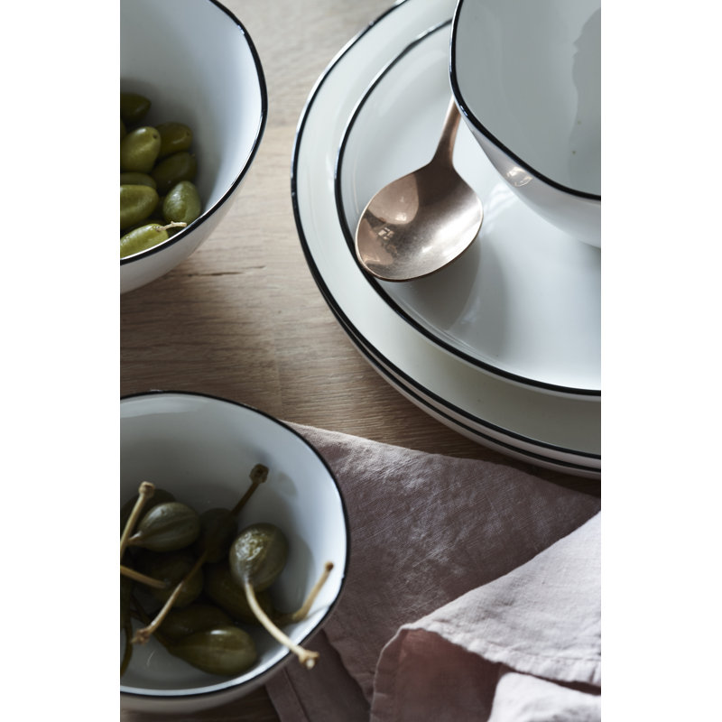 Abbesses Dinner Plate, White/Black