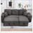 Reversible Sleeper Sectional Pull-Out L-Shaped Sofa Bed with Storage Chaise Hande and 2 Stools