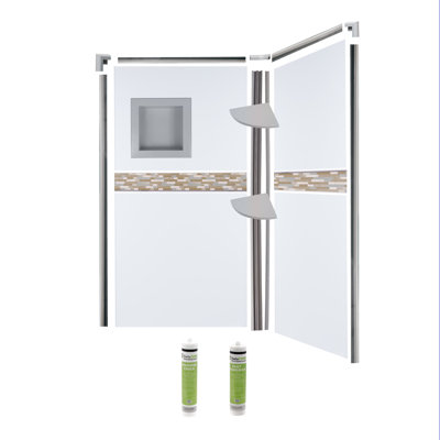 Bordure de baignoire et douche murale Bella CORE 2 avec bande Katrina jusqu'à 48 po x l 48 po x P 102 po