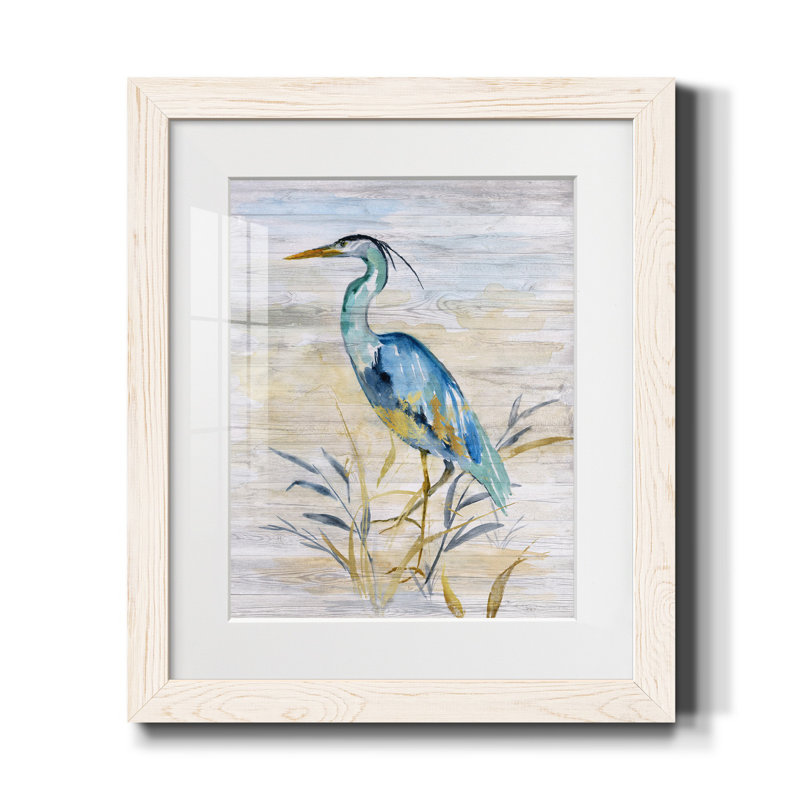 Blue Heron II - reproduction d'art, H 20 po x l 17 po x P 1,5 po, Papier encadré blanc, Blanc