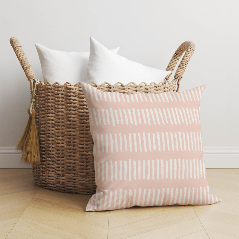 Coussin décoratif lignes d'escrime, Rayure rose, H 20 po x l 20 po