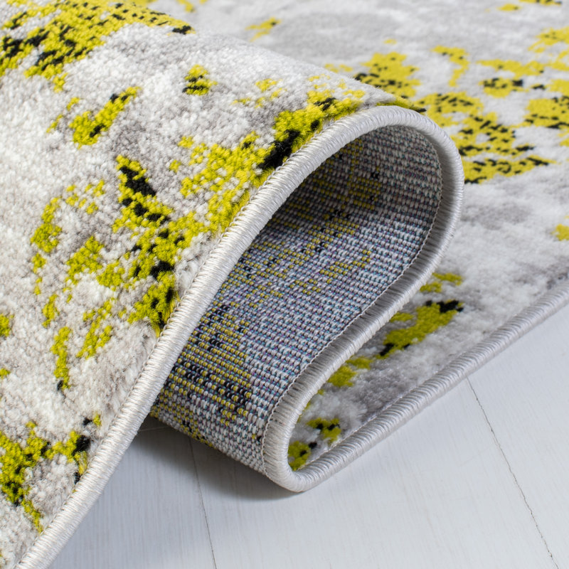 Skyler Gray and Green Synthetic Square Medallion Rug