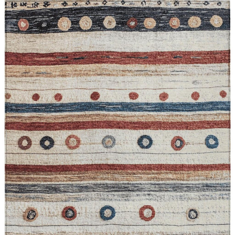 Tapis extérieur lavable rayé beige et bleu marine 8 pi x 10 pi