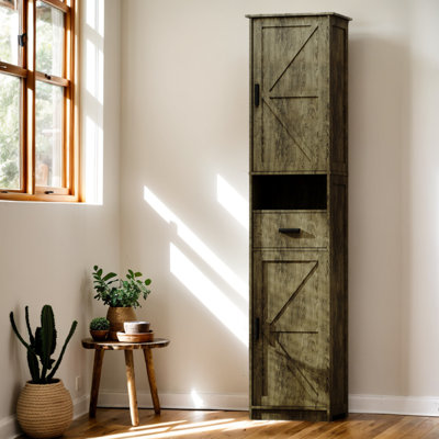 Armoire de rangement multifonctionnelle haute 69,29 "H * 14,56" avec 2 portes et 1 tiroir