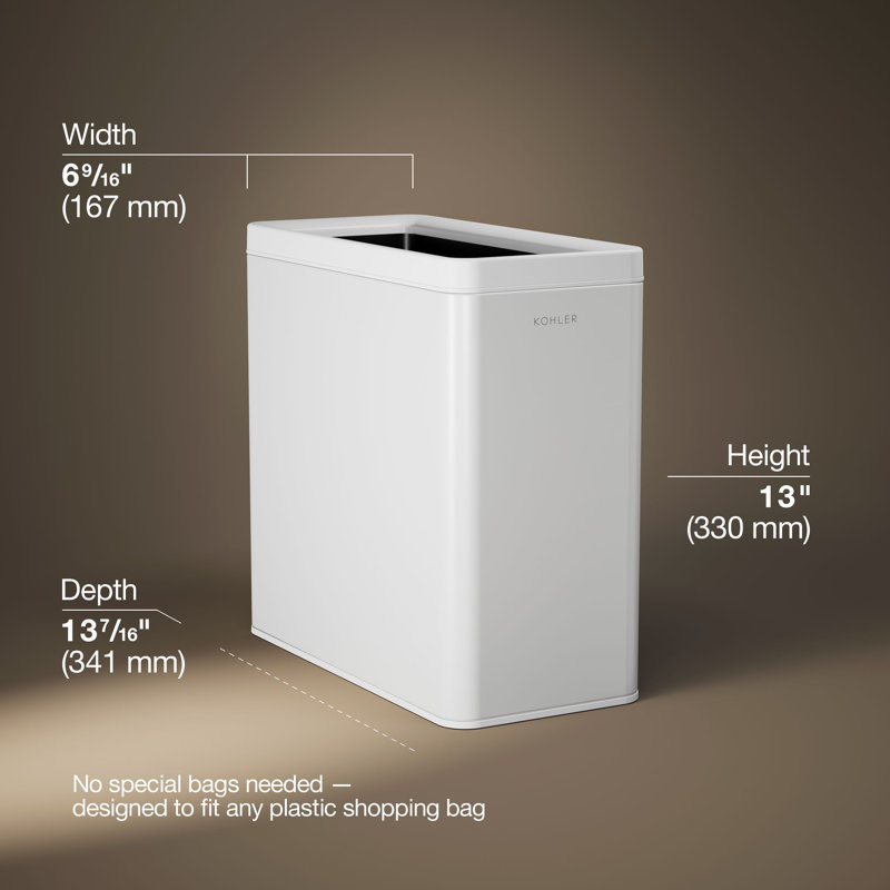 12-Liter Open-Top Trash Can, White Stainless Steel