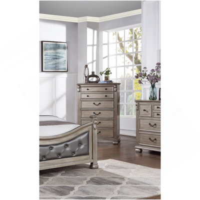 Antique Silver 1Pc Chest Of Drawers Storage Bedroom Furniture Traditional Classic Style Chest