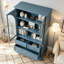 Armoire de rangement vitrée à porte en verre 52,17 "avec 2 tiroirs et tablette réglable, espace de rangement spacieux-1511318910