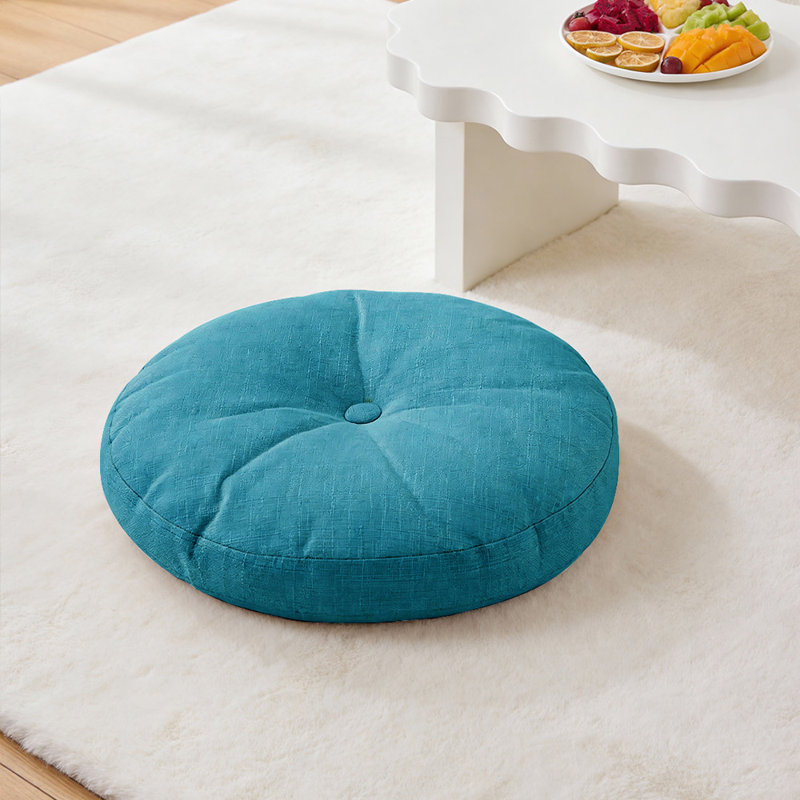 Detachable Round Floor Cushion, Peacock Blue