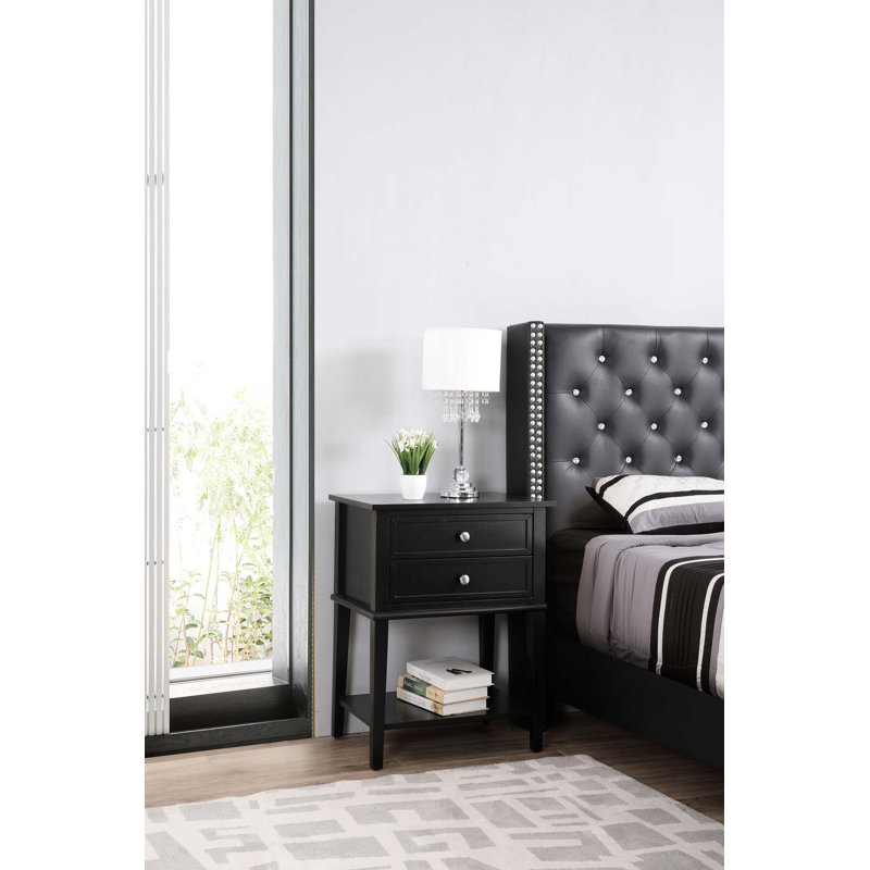 Table de chevet moderne avec tablette ouverte et fonctionnalité pour les espaces, Noir