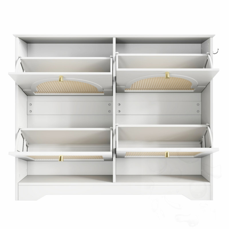 Shoe Cabinet With 4 Flip Drawers, White