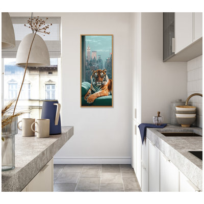 Graceful Tiger in New York by Michael Schauer Framed Canvas Wall Art Print