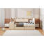 Lit de jour simple tapissier avec tiroirs, tablettes, armoires rabattables et table d'appoint (beige)-630944611