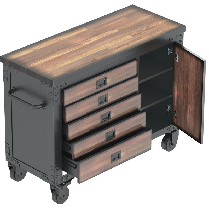 48'' W 5 -Drawer Steel Bottom Rollaway Chest with Wheels