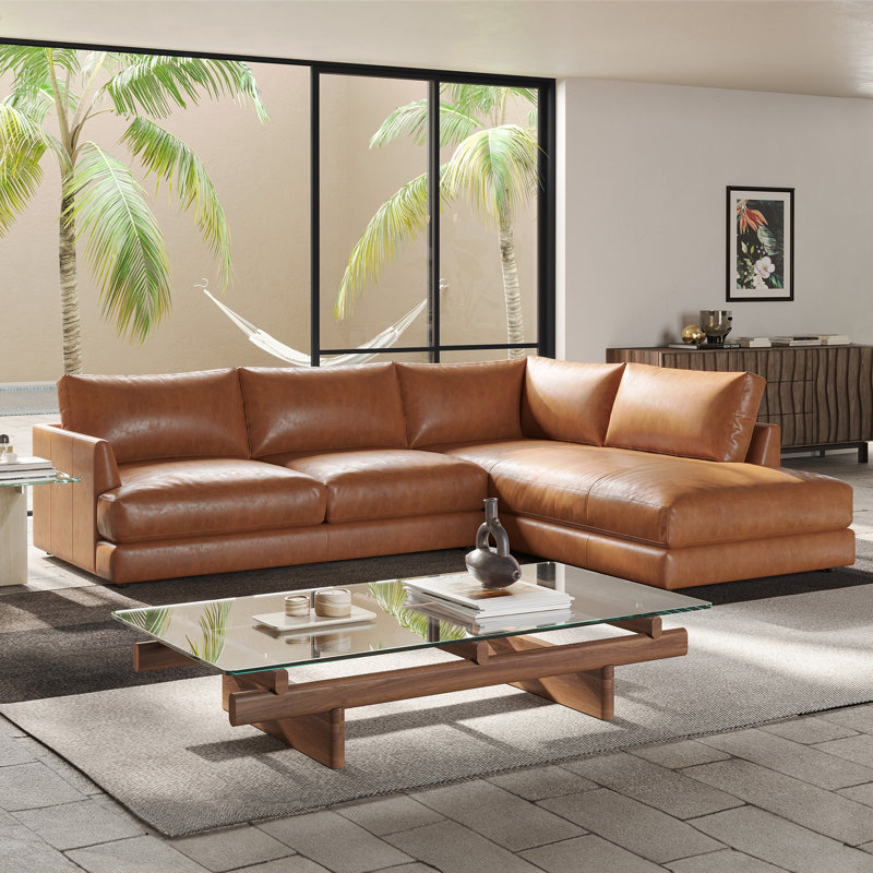 Canapé modulaire en cuir 2 pièces Serena, Right Hand Facing