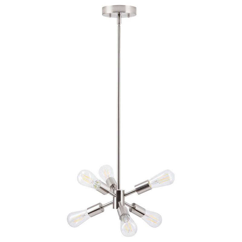 Lustre sphérique spoutnik à 6 lumières Jadine, Nickel brossé