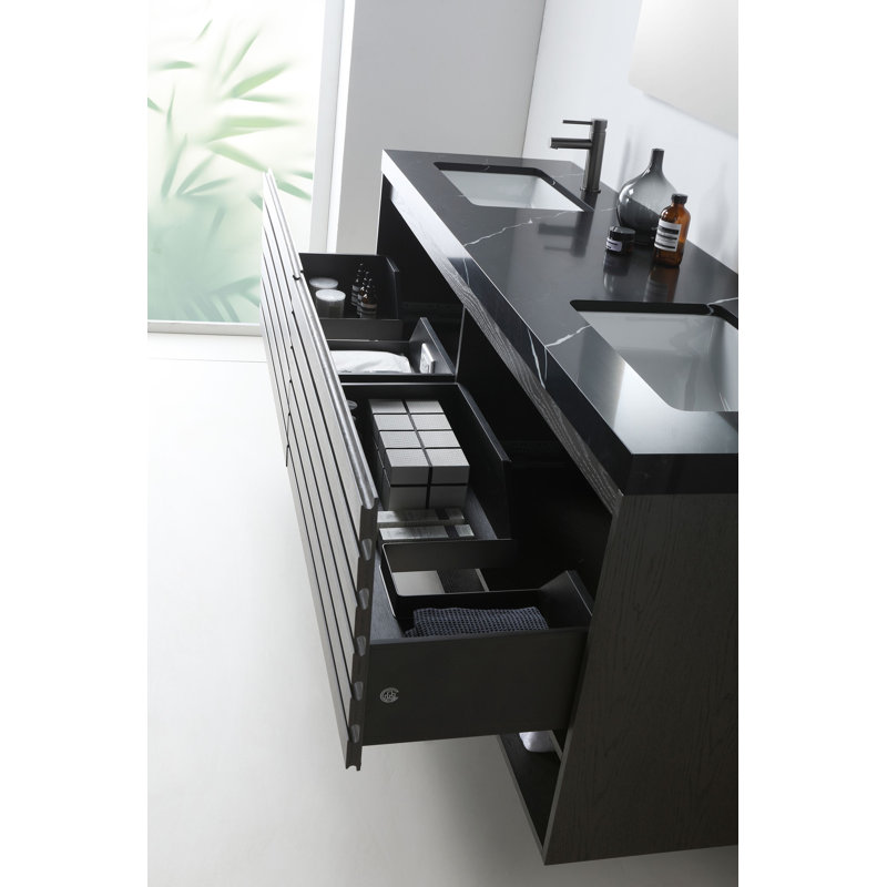Matera 60" W Double Vanity, Charcoal, Black