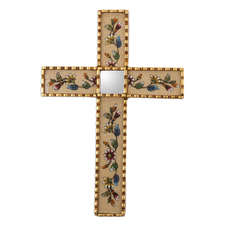 Croix murale en verre peint à la main Trinx