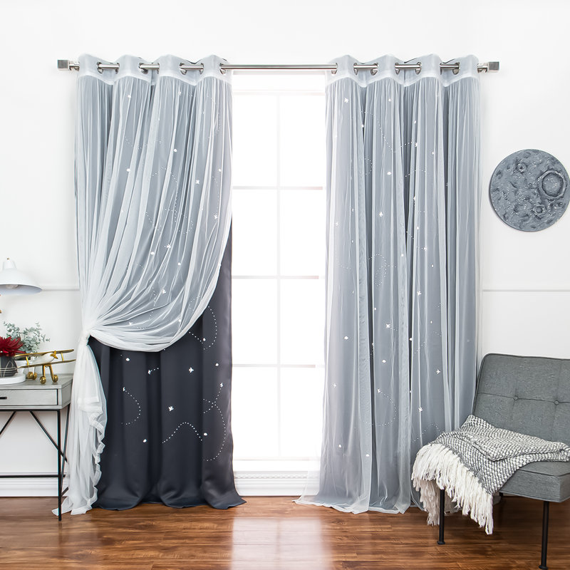Rideau occultant en polyester, Gris foncé
