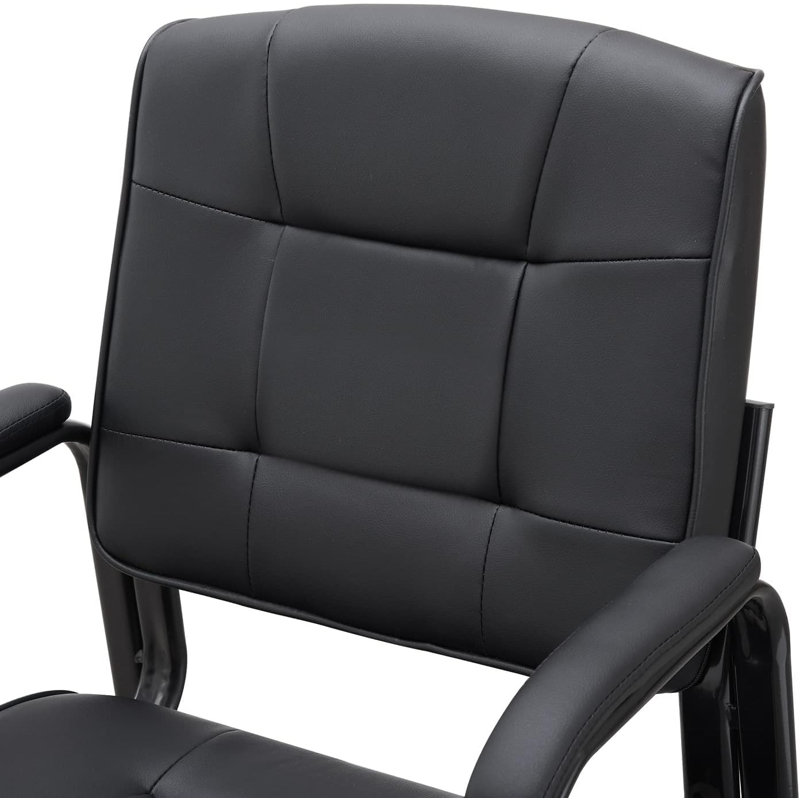 Office Guest Chair ,Faux Leather Seat Waiting Room Chair with Metal Frame, Reception Chair for Lobby, Black