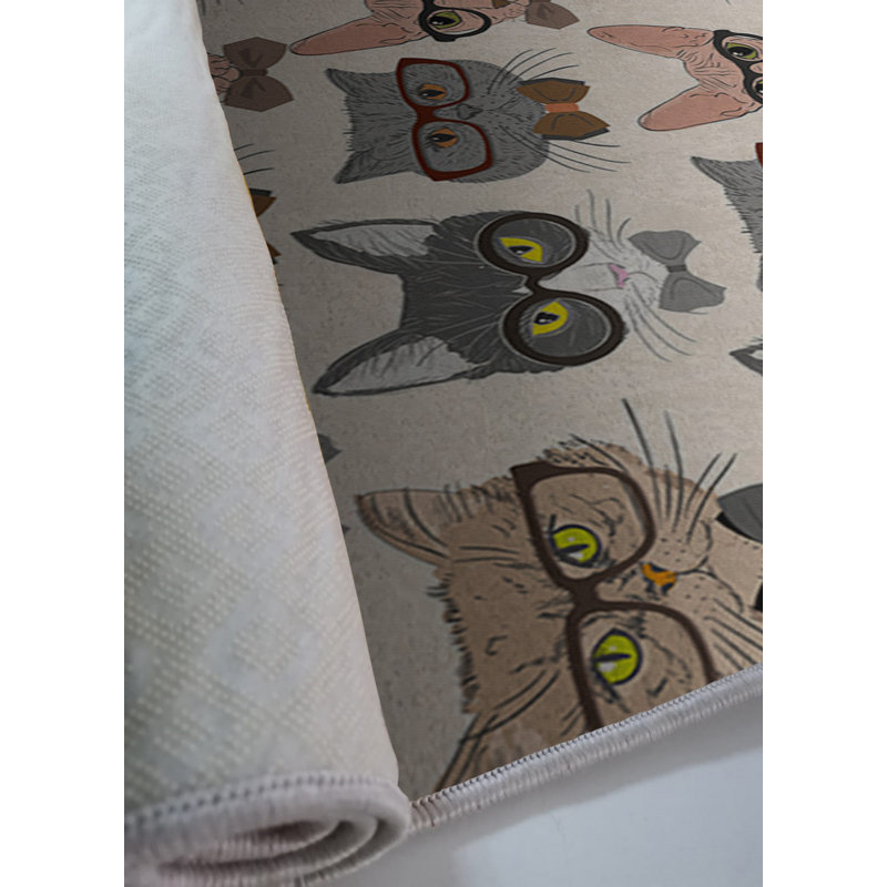 Stylish Woven Area Rug, 5.2 x 7.5 Feet, 100% Polyester with Non-Slip Felt Dot Underside | Pile Height: 0.4 inches, Total Thickness: 0.4 inches | Machine Washable, Digital Printed, Perfect for Living Room & Bedroom Decor